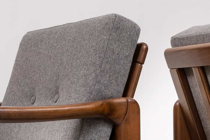 massiv teaksessel midCentury grau